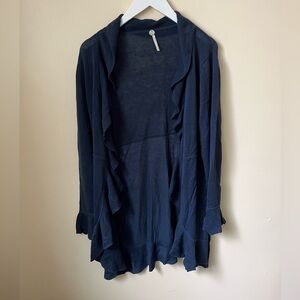 Margaret O’Leary Navy Blue Long Open Front Cardigan Sweater